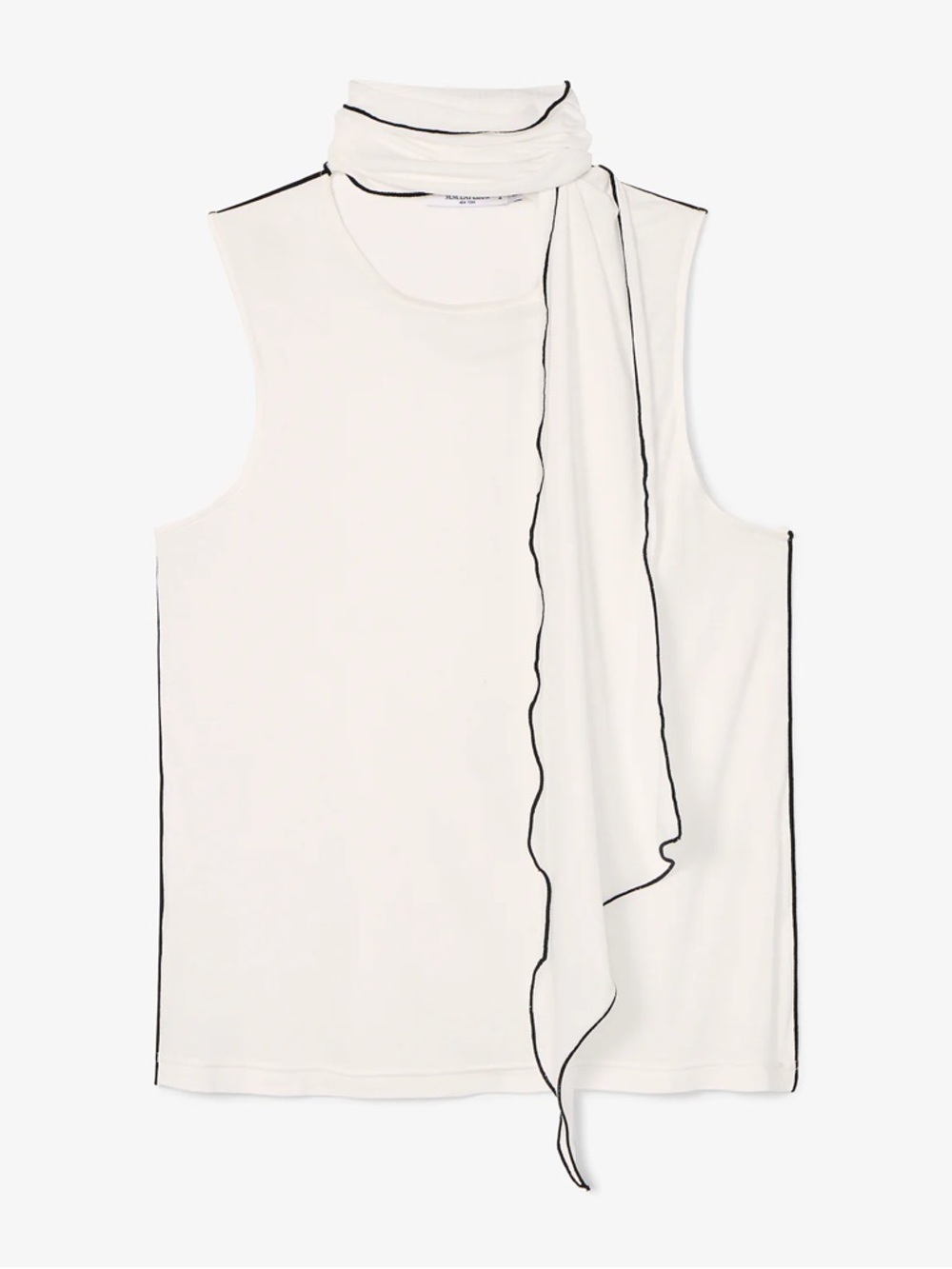 NWT MM. Lafleur Ivory Sleeveless Scarf-Neck Tank with Black Trim size S